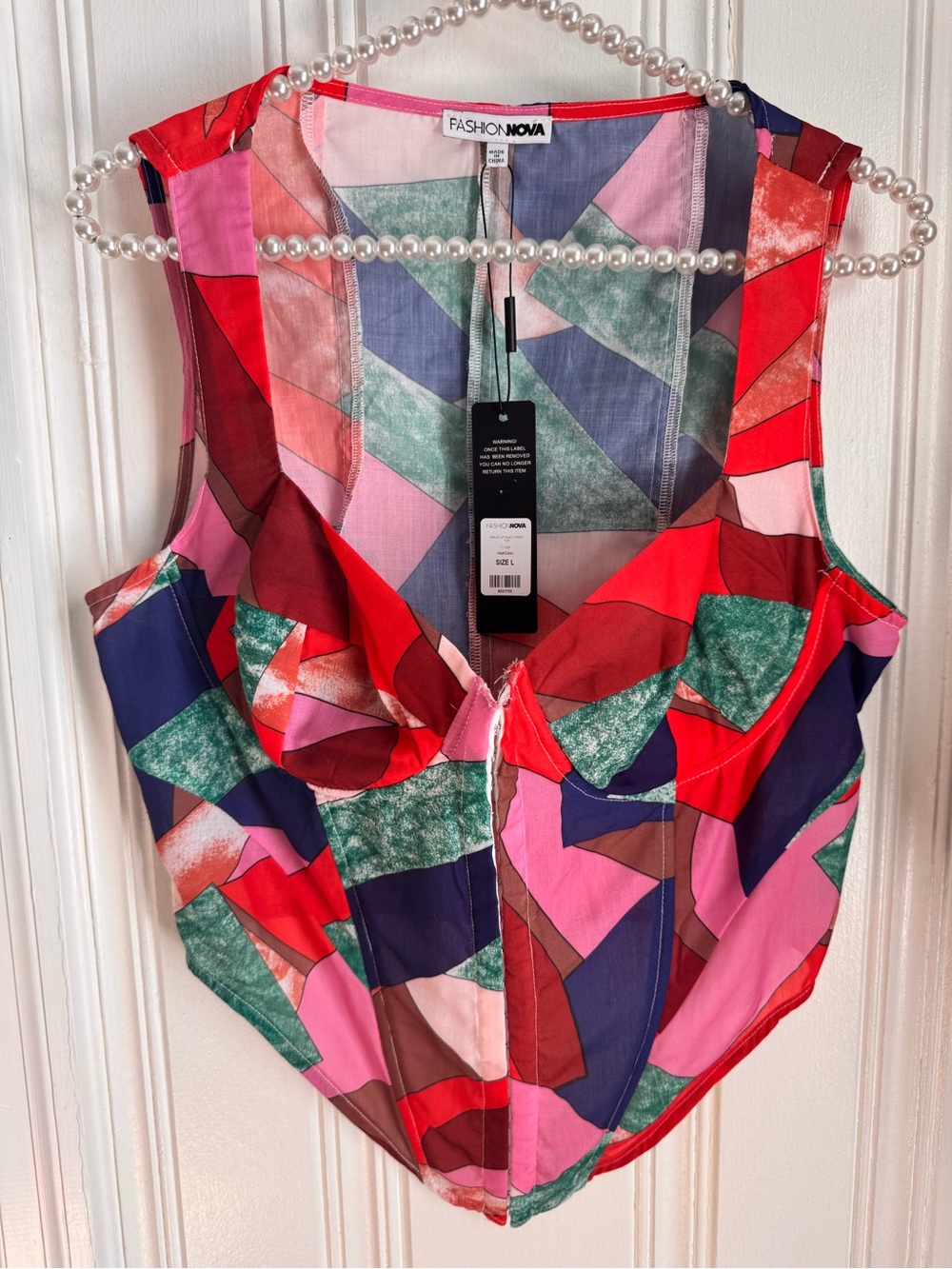 Fashion Nova Multicolor Geometric Sleeveless Tank - Red, Pink, Green, Navy